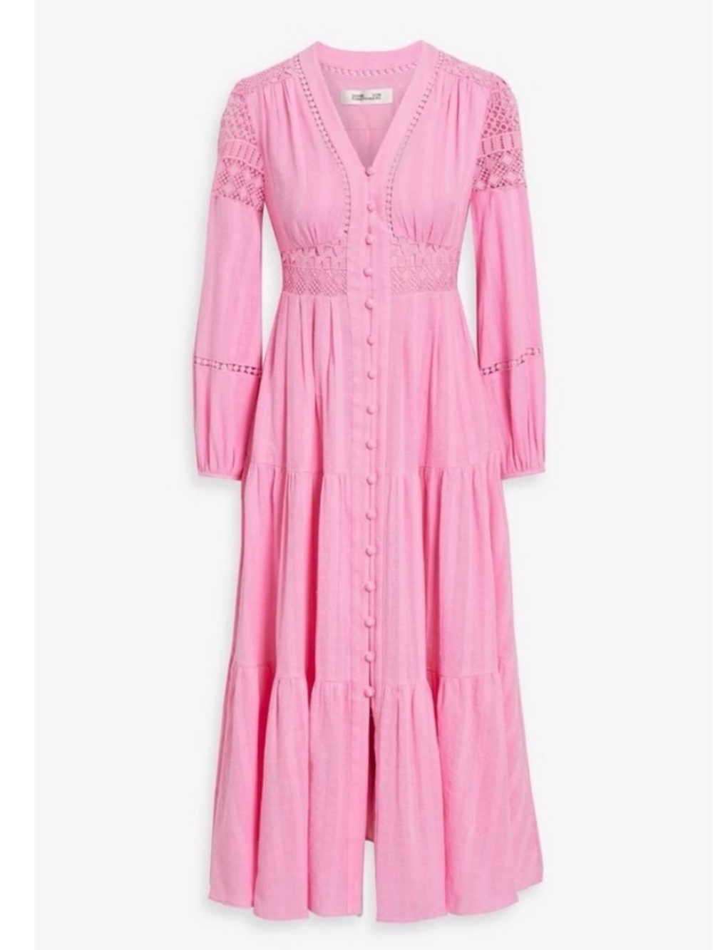 Diane Von Furstenberg Pink Maxi Dress with Button Front